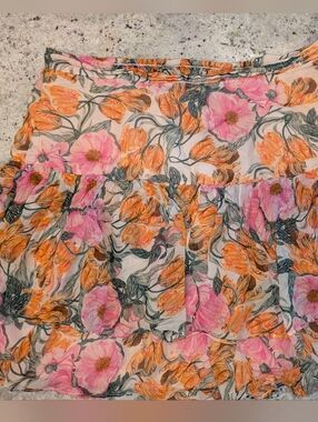 Cecilia Pettersson for Anthropologie Floral Mini Skirt Boho Smocked Size M